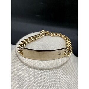 Vintage Gold Tone‎ Engraveable Bracelet ID Chain 7.5"